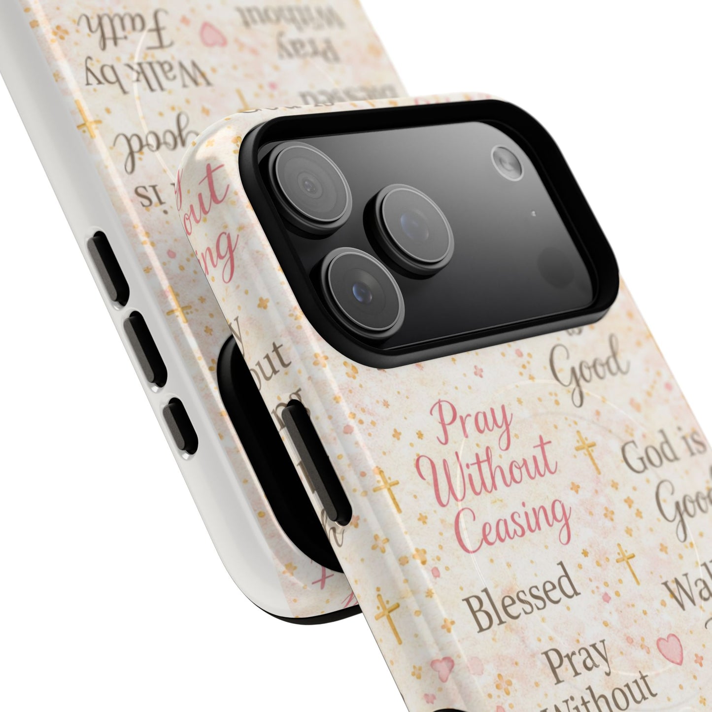 Christian Faith Magnetic Phone Case — "Pray Without Ceasing" Patterned Tough Case