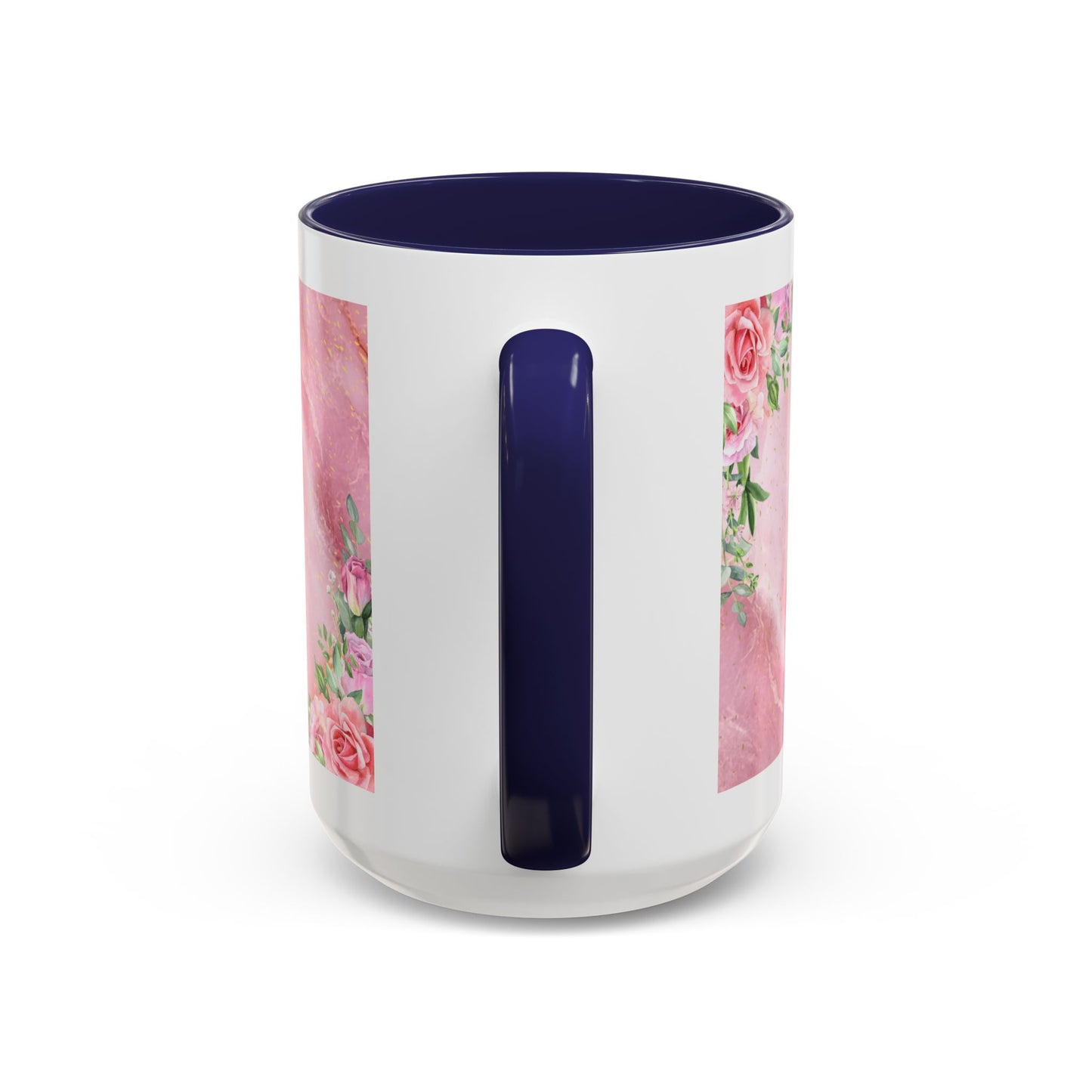 Mother’s Love Accent Coffee Mug — “A Mother's Love is the Heart of the Family” (Pink Floral, 11/15oz)