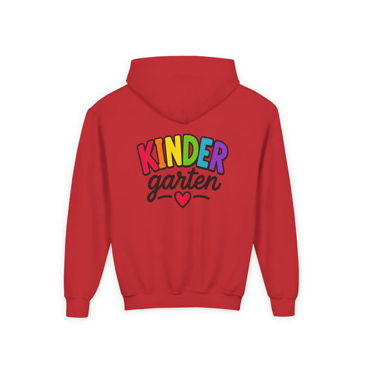 Kindergarten Kids Hoodie — Colorful Heart Graphic Back-to-School Sweatshirt