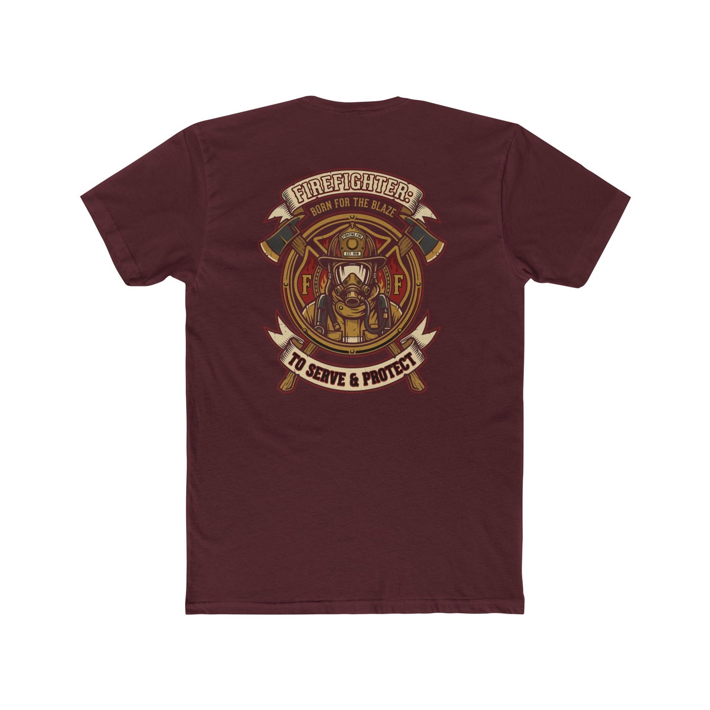 Firefighter Tribute Tee — 'To Serve & Protect' Helmet Maltese Cross Design