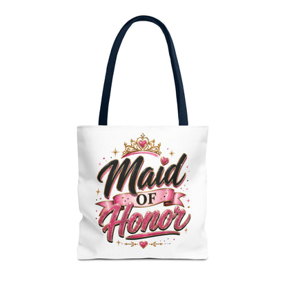 Maid of Honor Tote Bag — Pink Crown Bridal Party Tote for Weddings & Bachelorette
