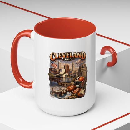 Cleveland Ohio Vintage Football Accent Coffee Mug (11/15oz)