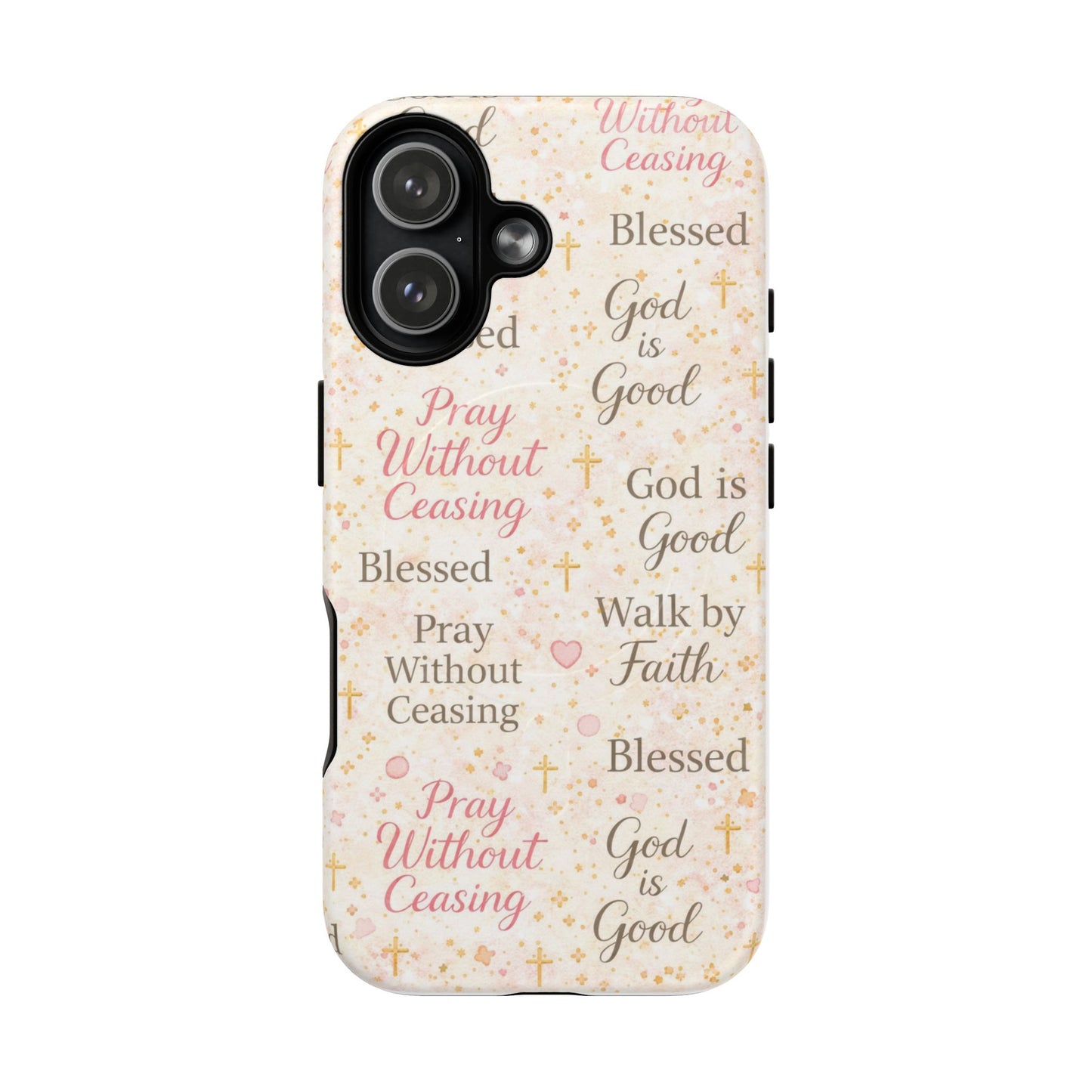 Christian Faith Magnetic Phone Case — "Pray Without Ceasing" Patterned Tough Case