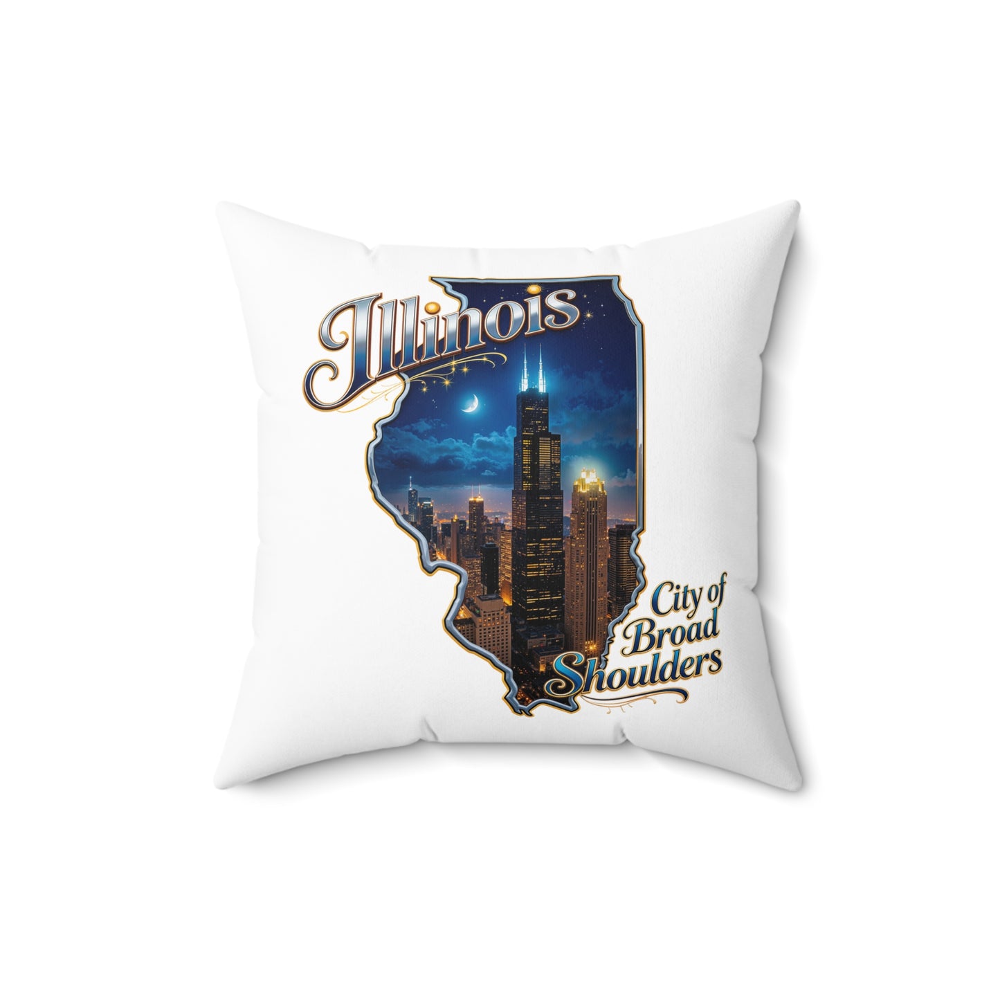 Illinois Skyline Decorative Pillow — "City of Broad Shoulders" State Shape Accent