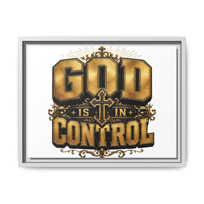 Framed Matte Canvas — "God Is In Control" Inspirational Wall Art
