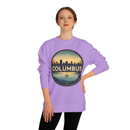 Columbus Skyline Crewneck Sweatshirt – Retro Cityscape Compass Design