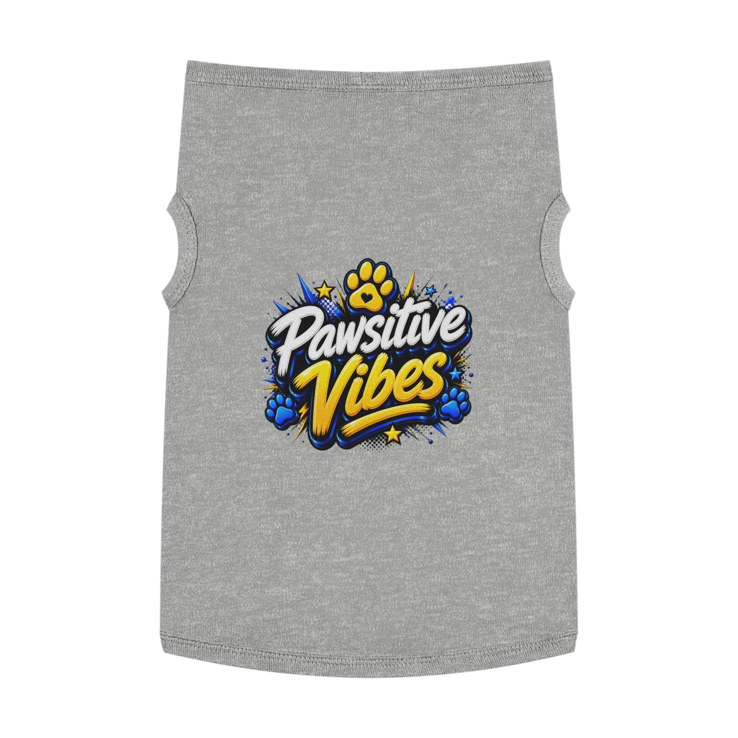 Pet Tank Top: "Pawsitive Vibes" Dog Tank — Cute Paw Print Pet Shirt