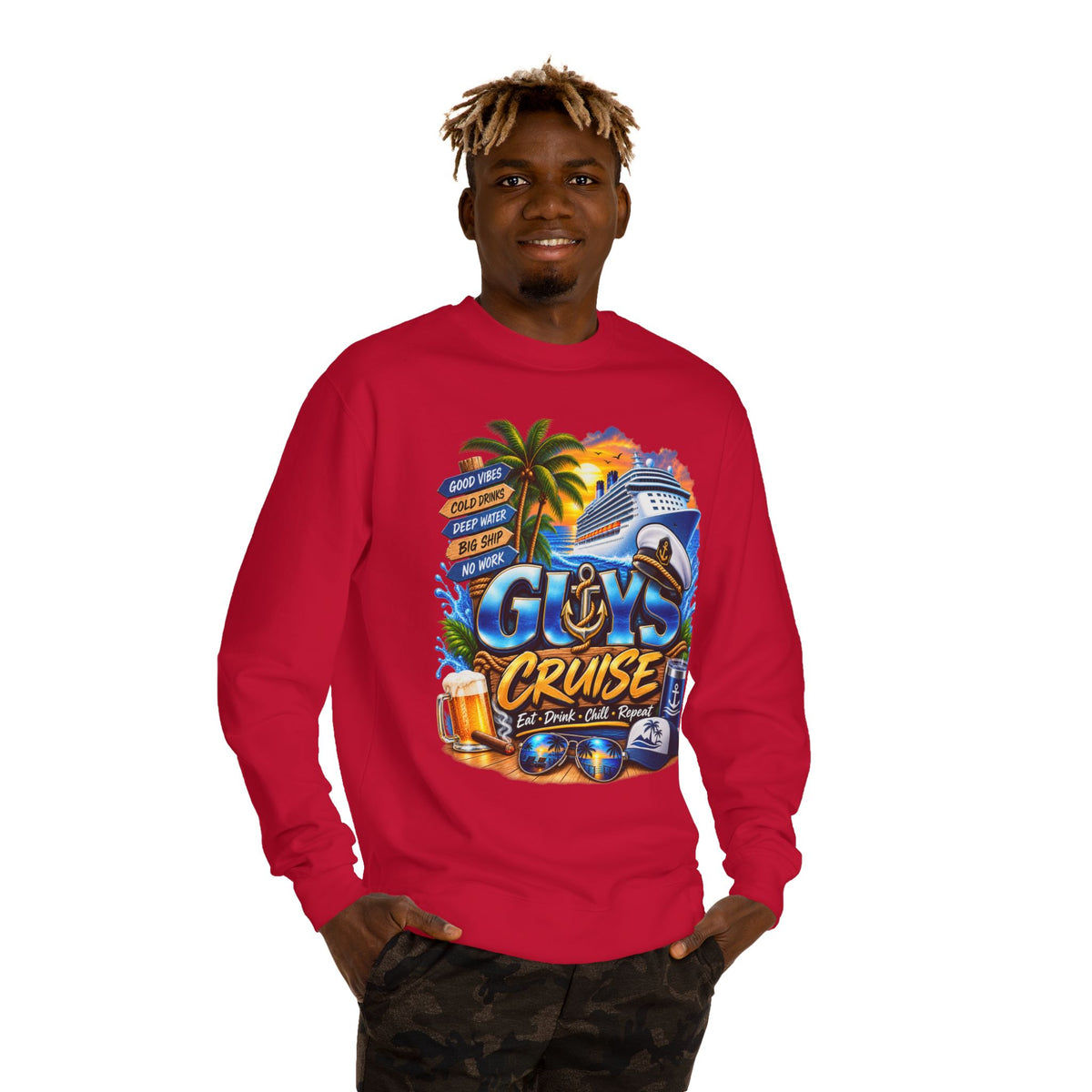 Guys Cruise Sweatshirt – Men’s Cruise Vacation Graphic Crewneck