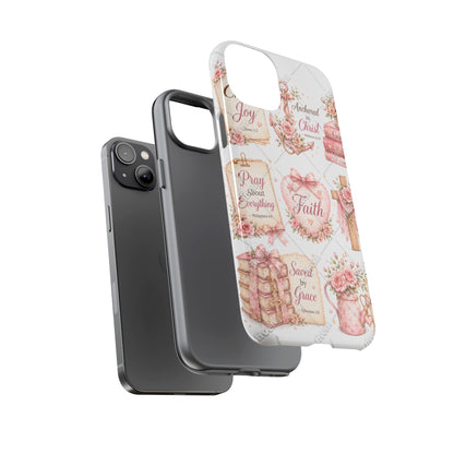 Faith Floral Phone Case – Christian Inspirational Scripture iPhone Cover (Choose Joy, Pray, Faith)