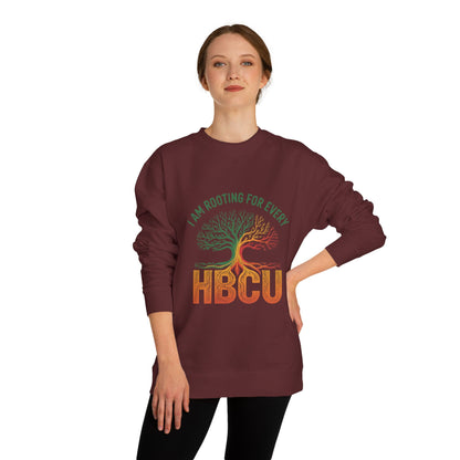 HBCU Pride Crewneck Sweatshirt — "I Am Rooting For Every HBCU" Tree Design