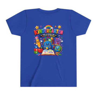 Kindergarten Kids T‑Shirt — 'Kindergarten: This Is Where the Fun Begins' Colorful Back-to-School Tee