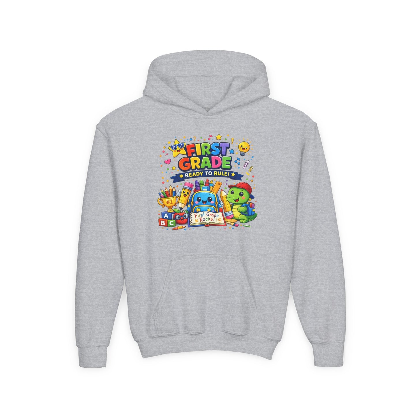 First Grade Hoodie - "First Grade Ready To Rule" Kids Back-to-School Sweatshirt