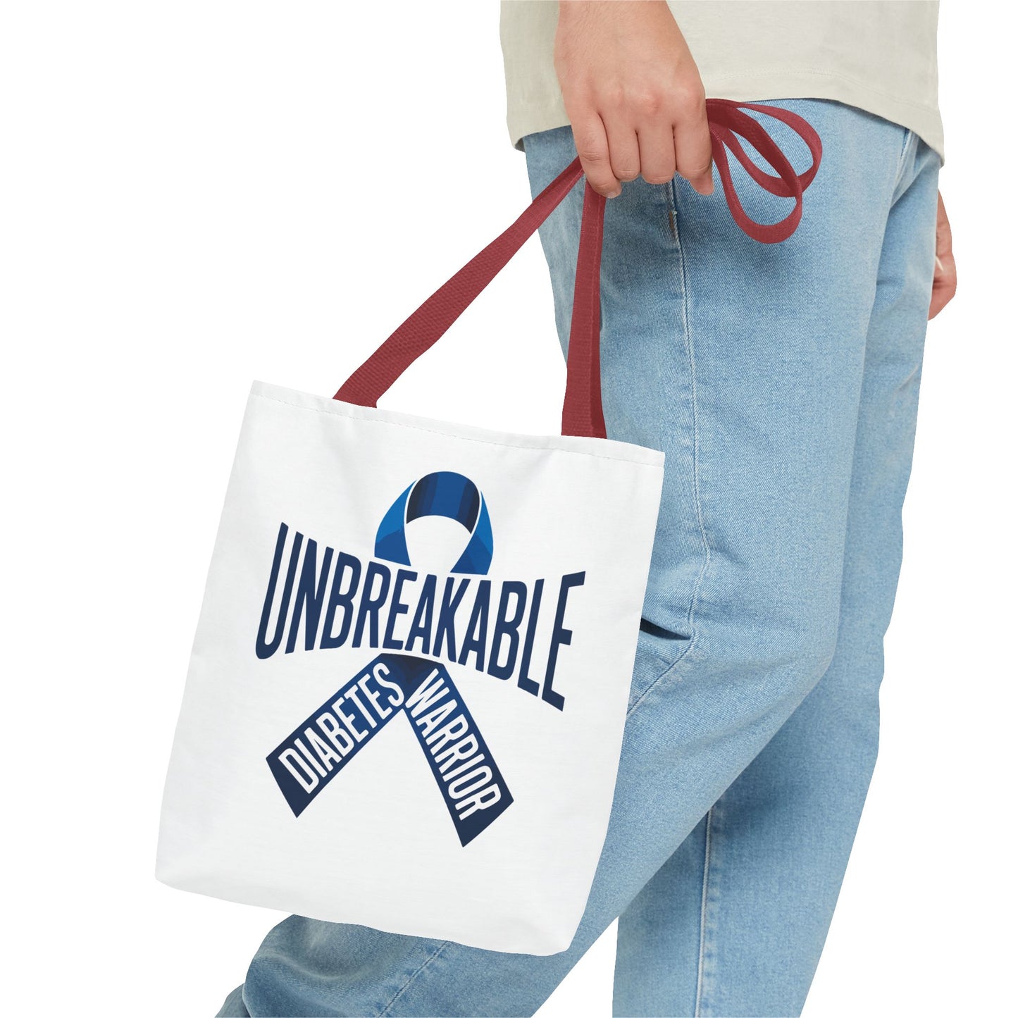 Diabetes Warrior Unbreakable Tote Bag – Blue Awareness Ribbon All-Over Print