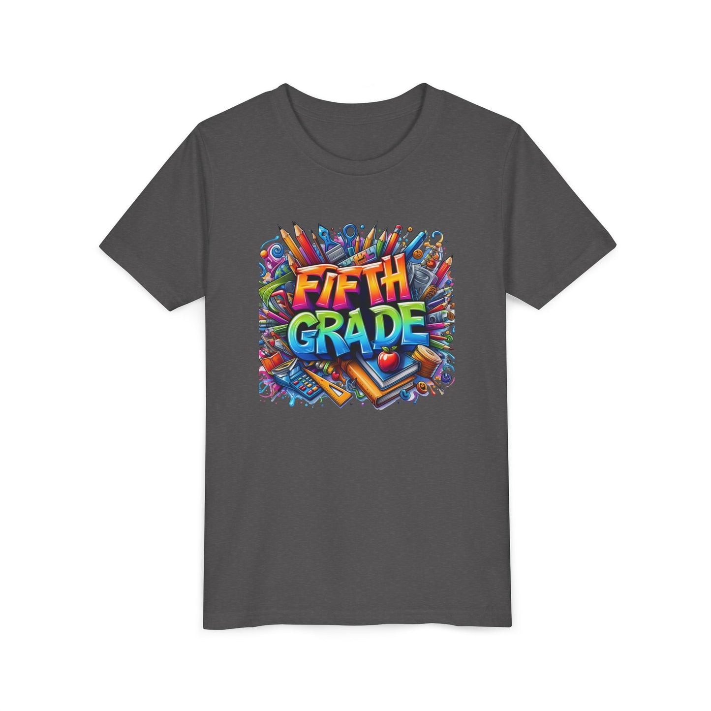 Fifth Grade Kid's Tee - Colorful School Supplies Back to School T-Shirt