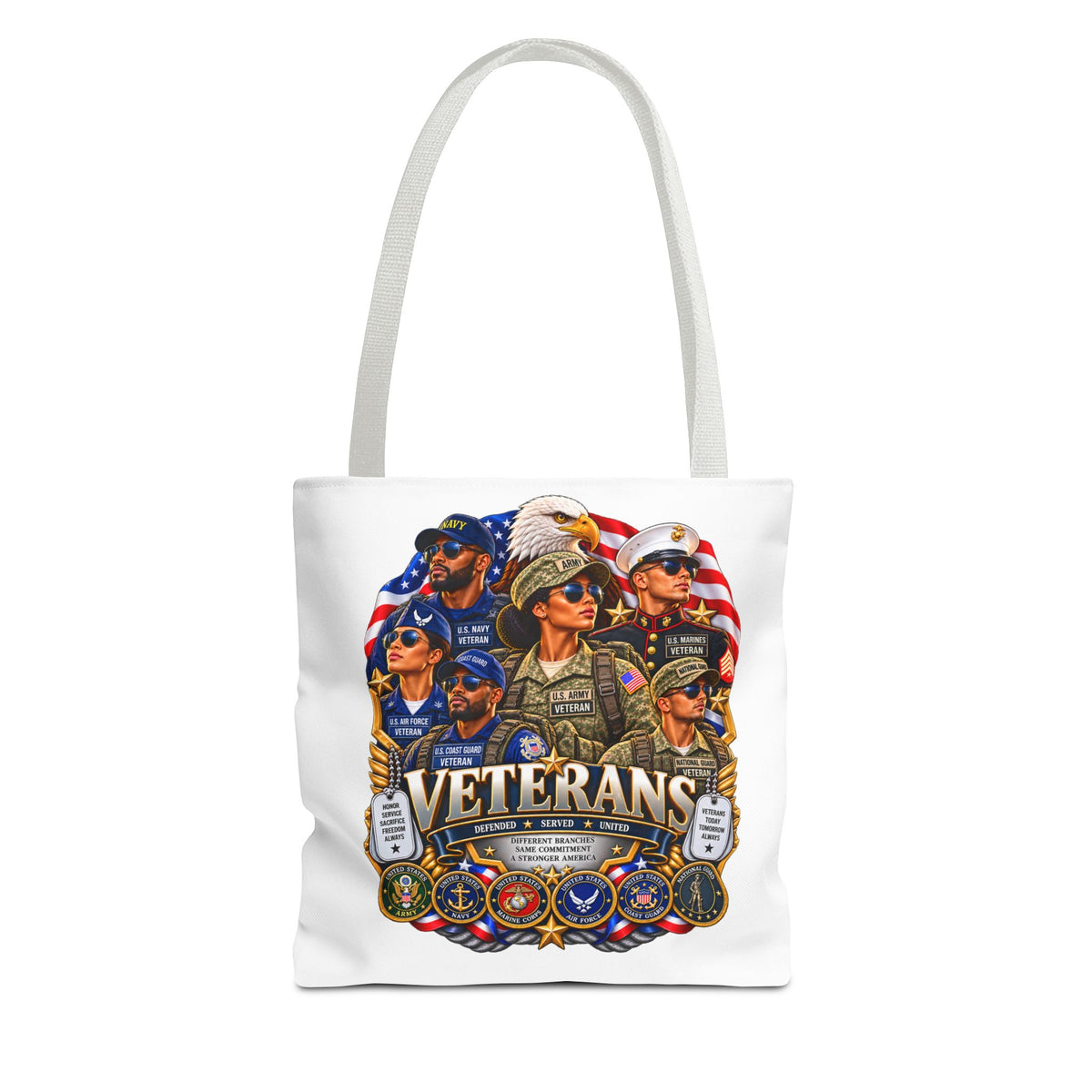 Veterans Tribute Tote Bag – Patriotic Military Honor AOP Tote