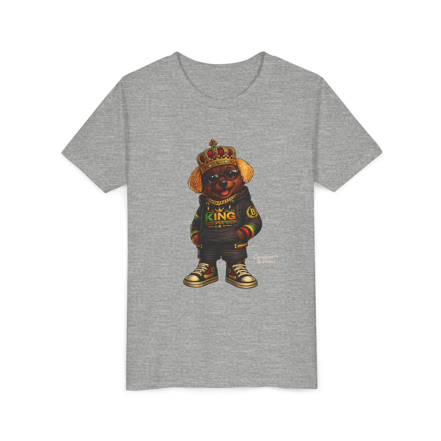 Youth Tee — 'Lil King' Crowned Bear Graphic Shirt