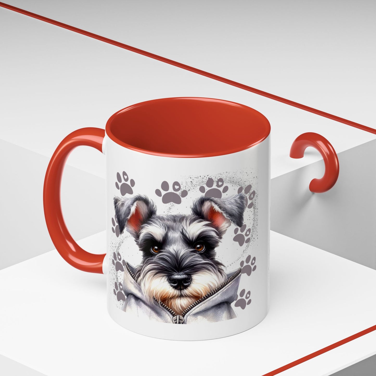 Schnauzer Paw Print Accent Coffee Mug (11/15oz)
