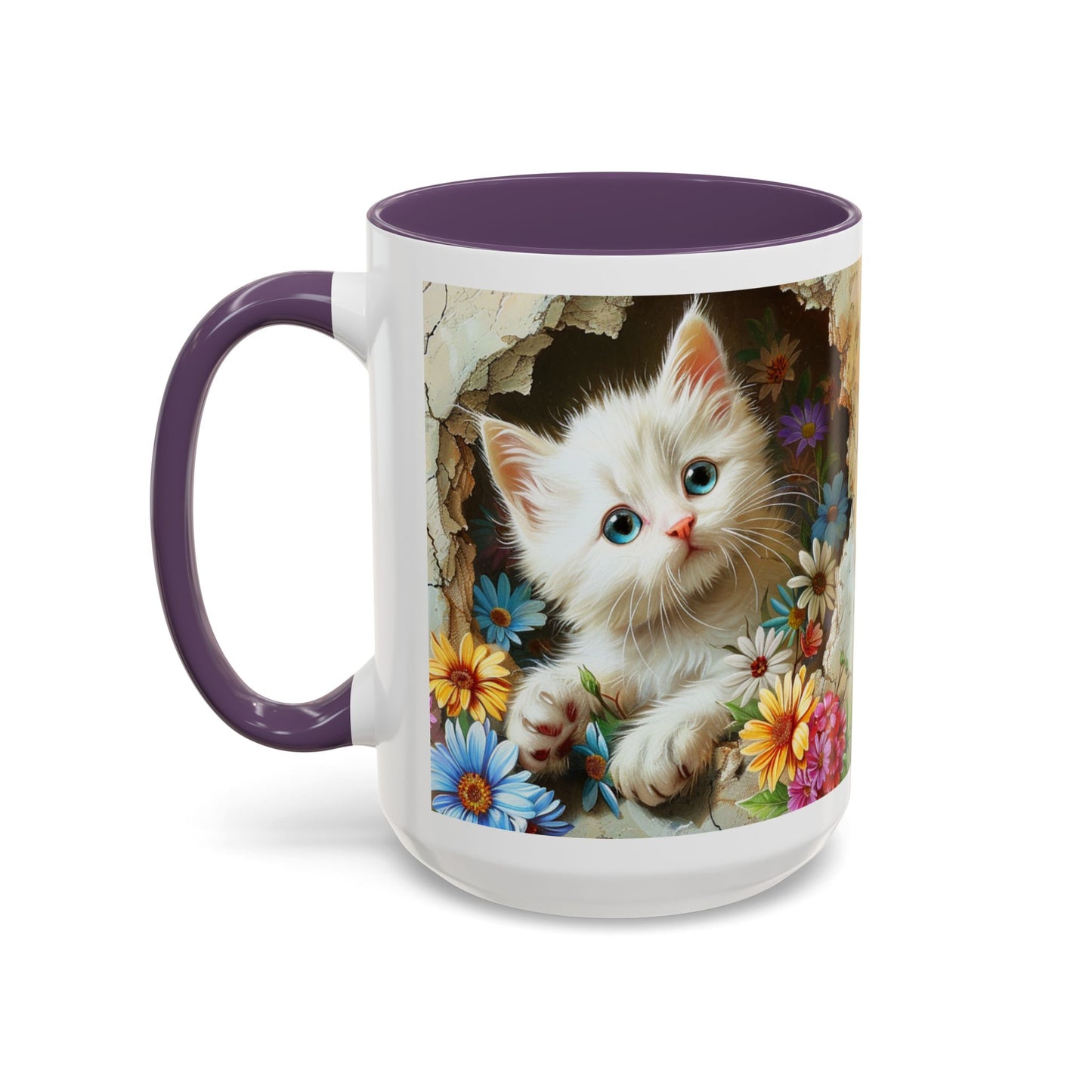 Cute Kitten Floral Accent Coffee Mug (11/15oz)
