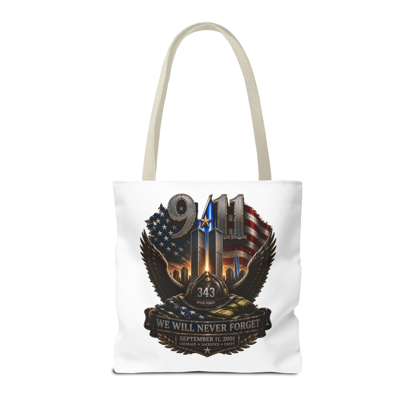 9/11 Memorial Tote Bag — "We Will Never Forget" Tribute Tote