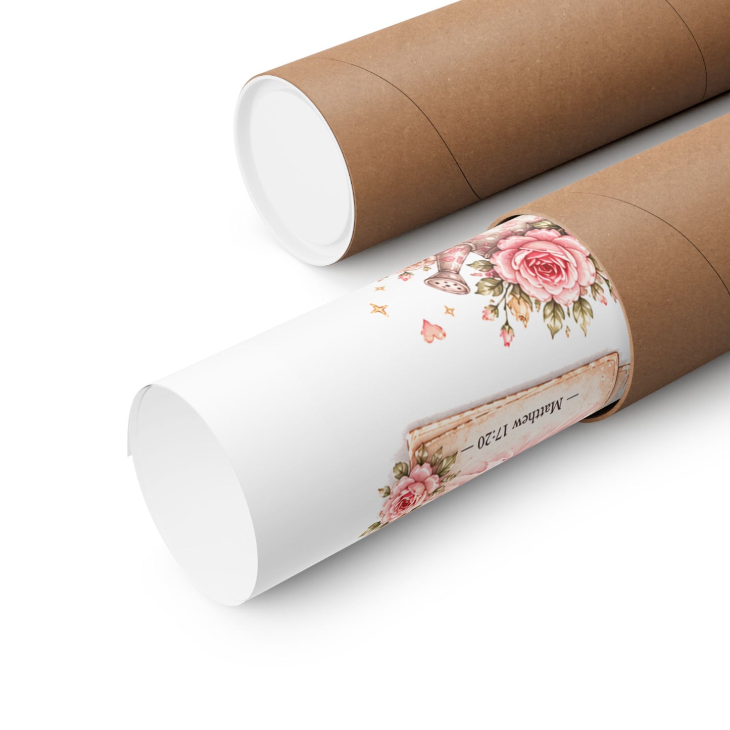 Christian Scripture Matte Poster - Floral 'Jesus Saves' & Encouraging Verses (Vertical)
