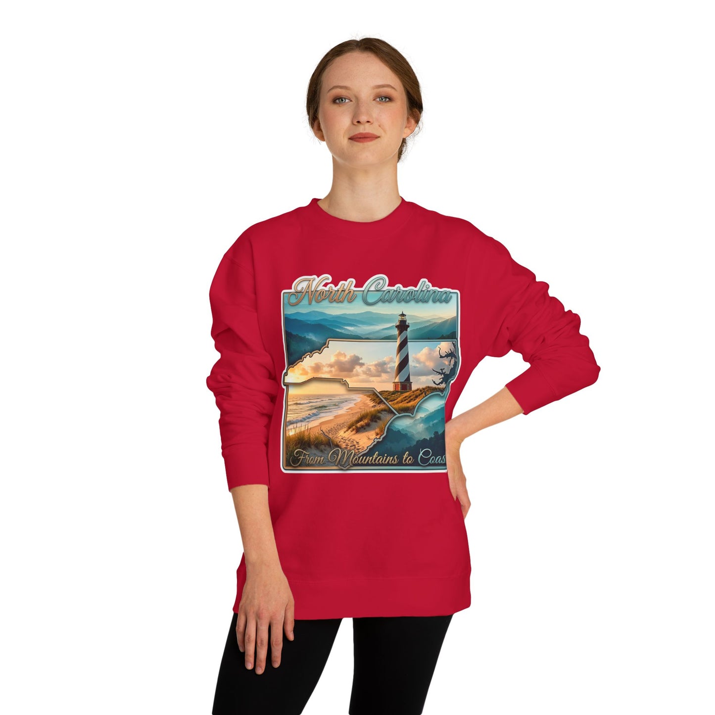 North Carolina Lighthouse Sweatshirt — From Mountains to Coast Scenic Crewneck