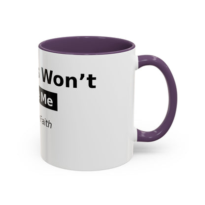 Diabetes Won't Define Me Accent Coffee Mug — "I Walk by Faith" Inspirational Tea Cup