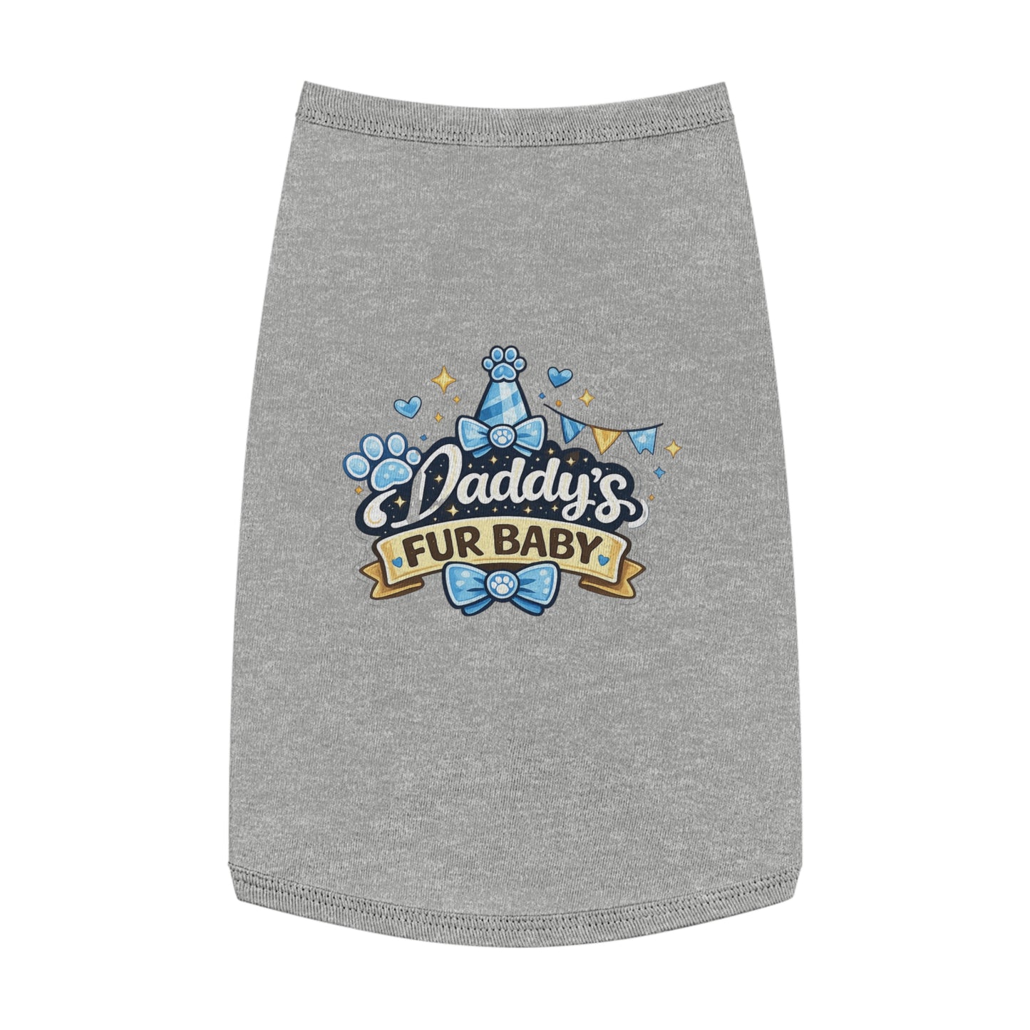 Pet Tank — "Daddy's Fur Baby" Blue Bow Paw Print Dog Tank Top