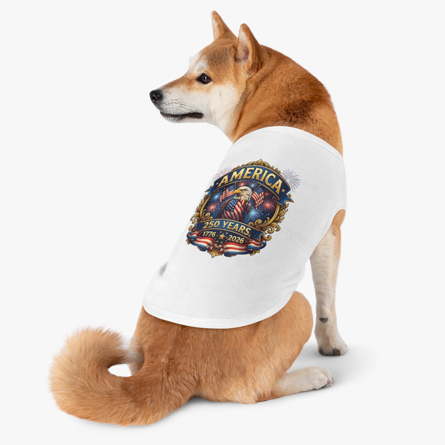 America 250 Pet Tank Top - 1776-2026 Patriotic Eagle & Fireworks