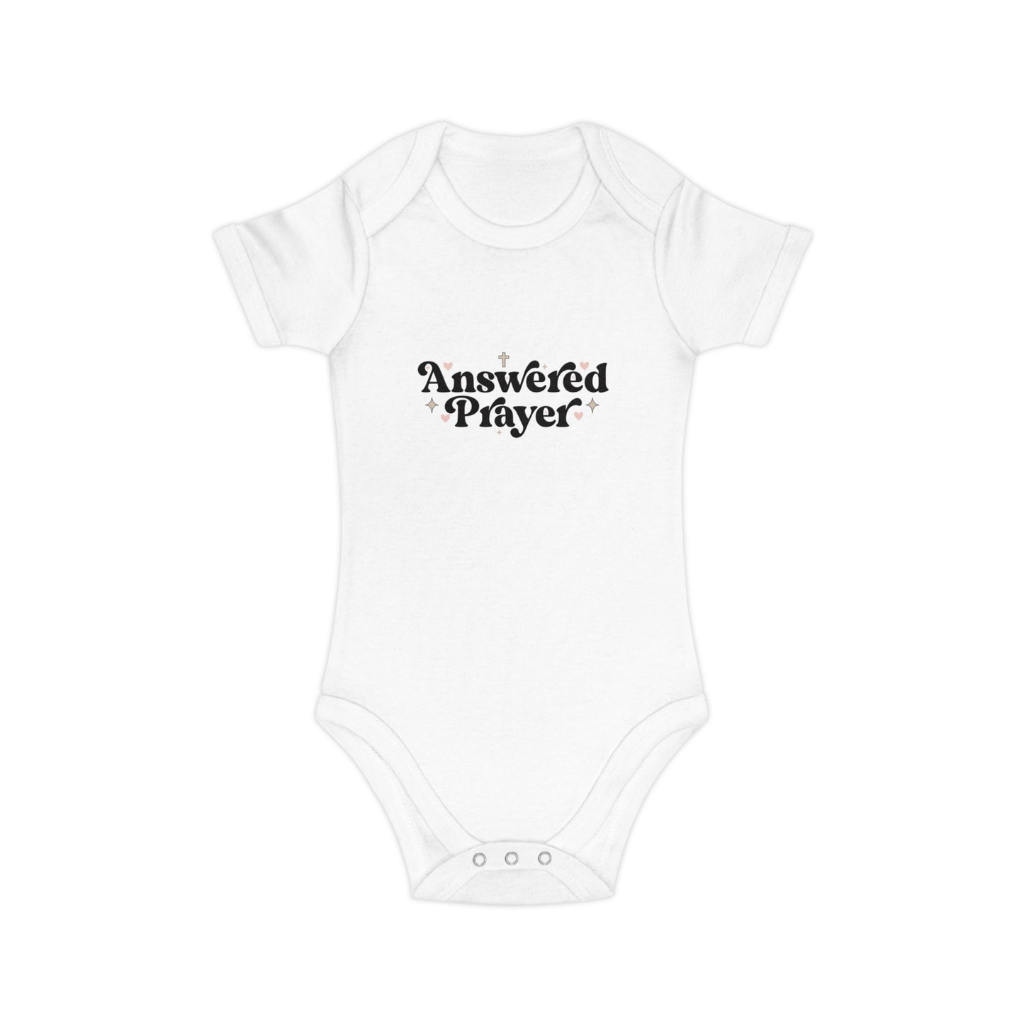 Baby Bodysuit "Answered Prayer" — Religious Newborn Onesie, Christian Gift for Baptism & Baby Shower