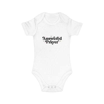 Baby Bodysuit "Answered Prayer" — Religious Newborn Onesie, Christian Gift for Baptism & Baby Shower