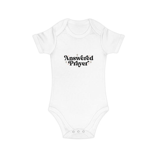 Baby Bodysuit "Answered Prayer" — Religious Newborn Onesie, Christian Gift for Baptism & Baby Shower
