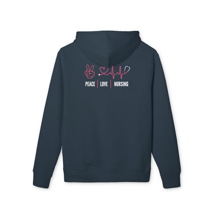 Peace Love Nursing Hoodie — Nurse Pullover with Peace Sign, Heartbeat & Heart Design