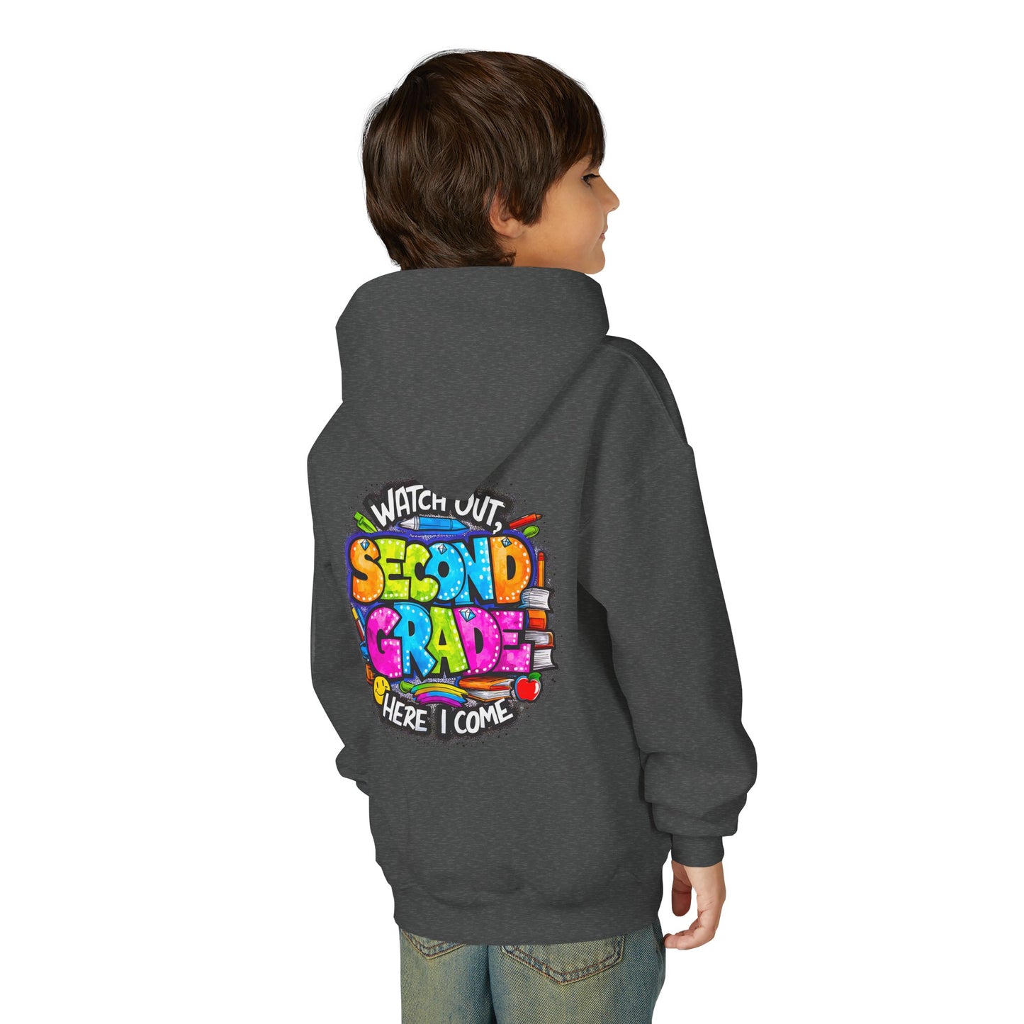 Second Grade Kids' Hoodie - "Watch Out Second Grade Here I Come" Back-to-School Sweatshirt