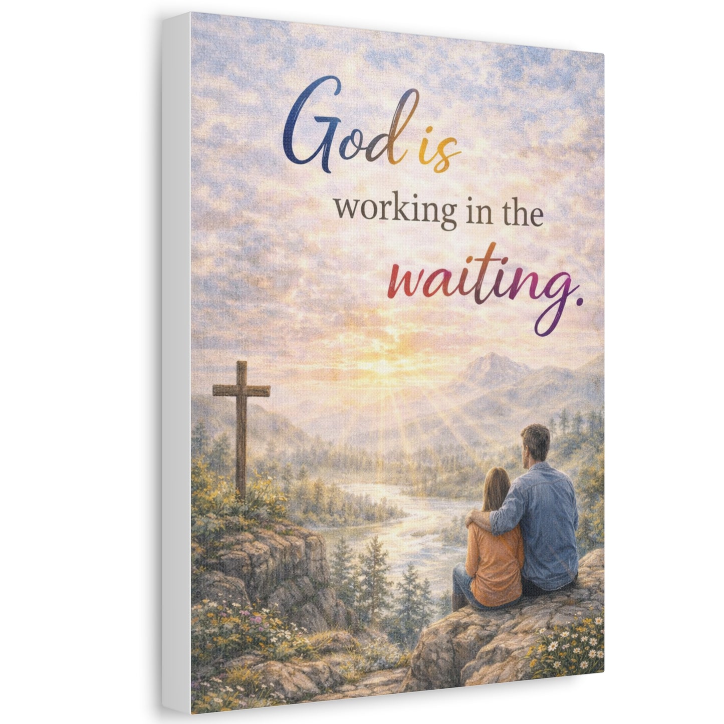 God Is Working in the Waiting Stretched Canvas – Inspirational Christian Wall Art