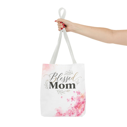 Blessed Mom Floral Tote Bag