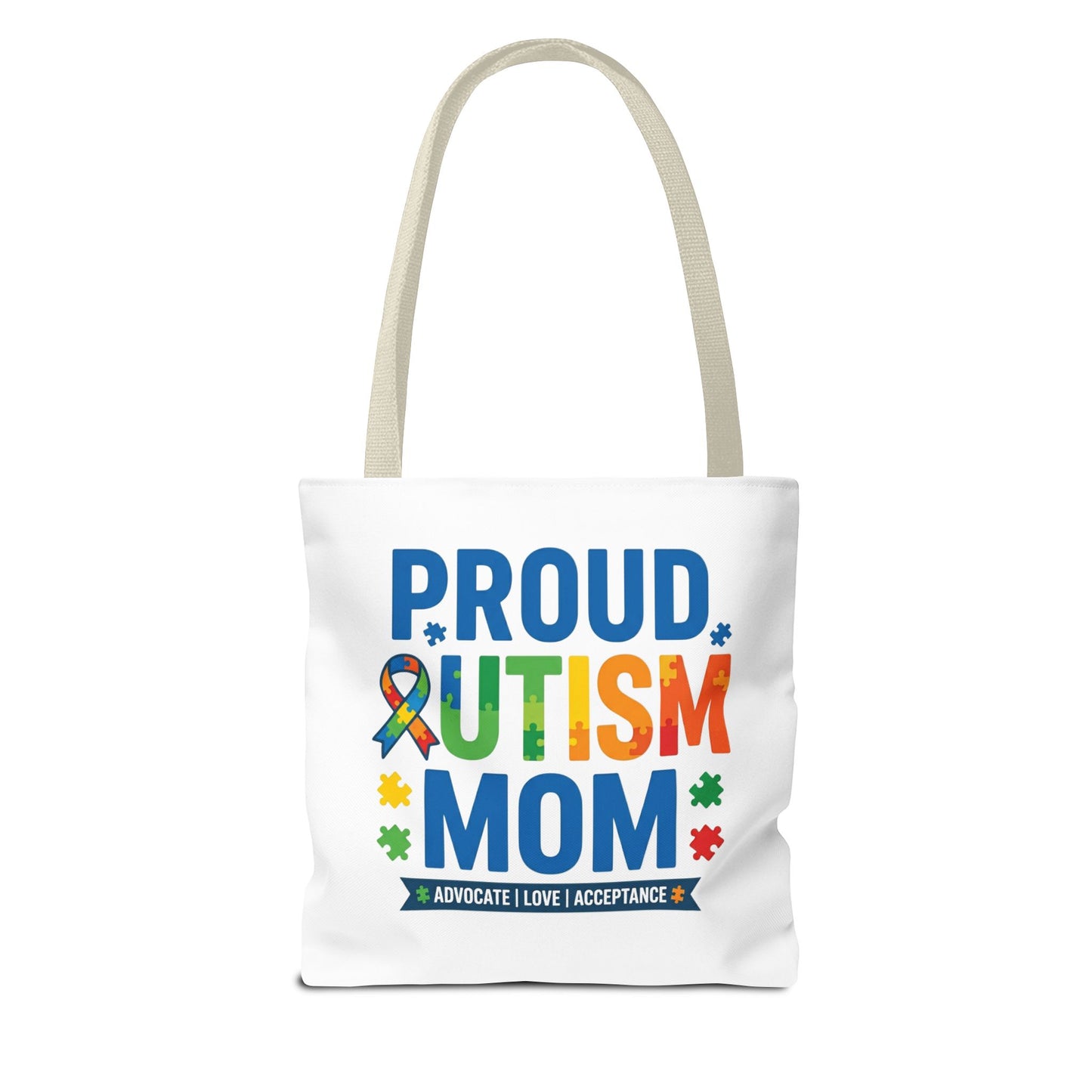 Proud Autism Mom Tote Bag — Advocate • Love • Acceptance Canvas Tote