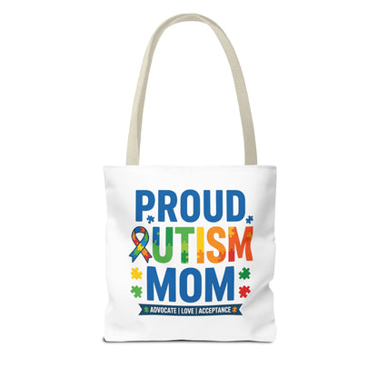 Proud Autism Mom Tote Bag — Advocate • Love • Acceptance Canvas Tote
