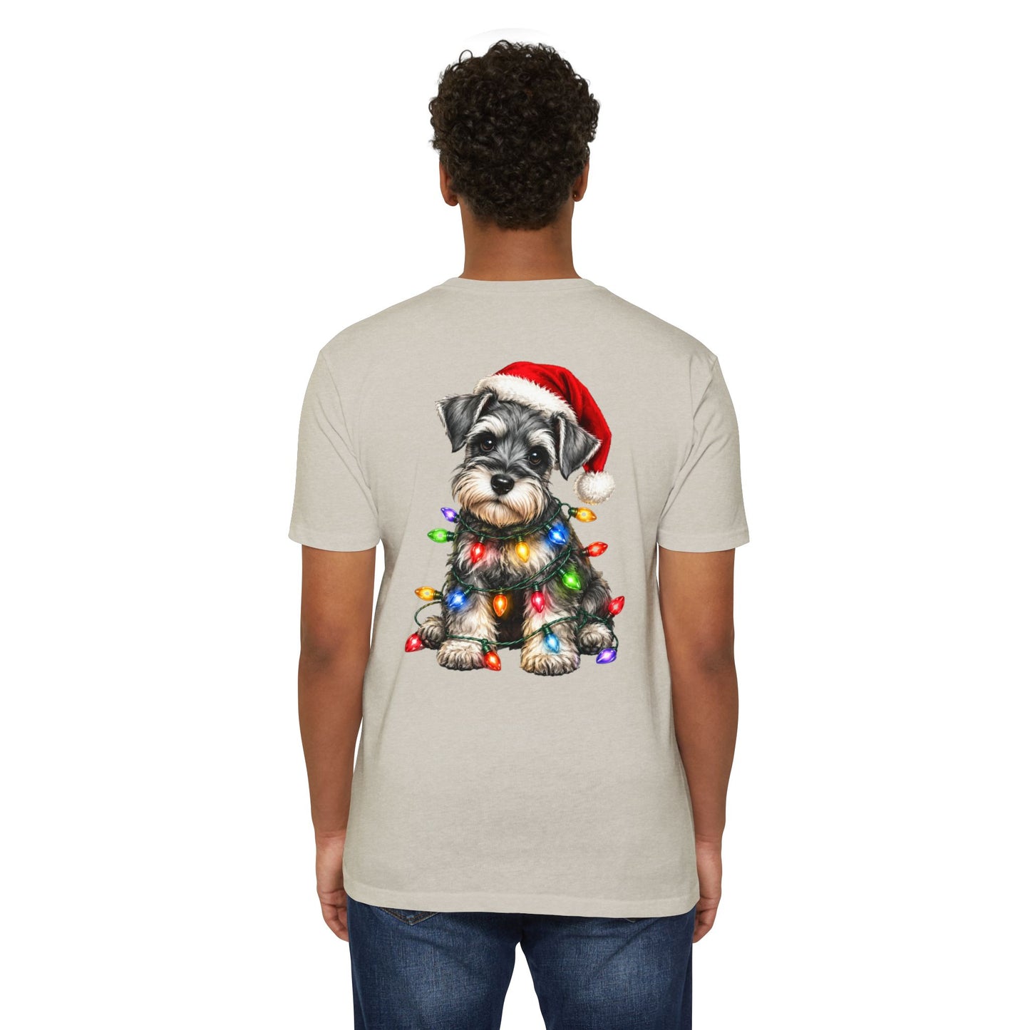 Schnauzer Puppy in Christmas Lights Tee