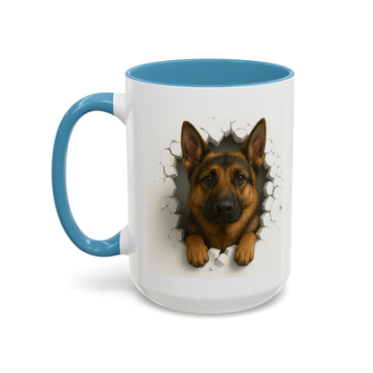 German Shepherd Coffee Mug — "Peek-a-Buddy" Accent Dog Mug (11/15oz)
