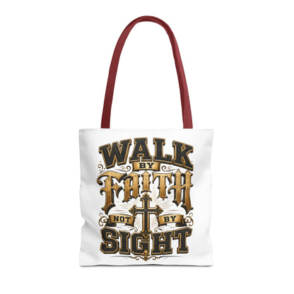 Walk by Faith Tote Bag — Christian Inspirational Cross Tote
