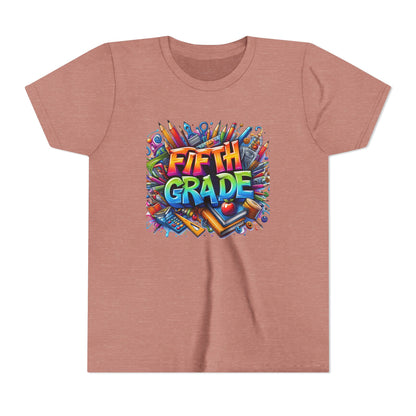 Fifth Grade Kid's Tee - Colorful School Supplies Back to School T-Shirt