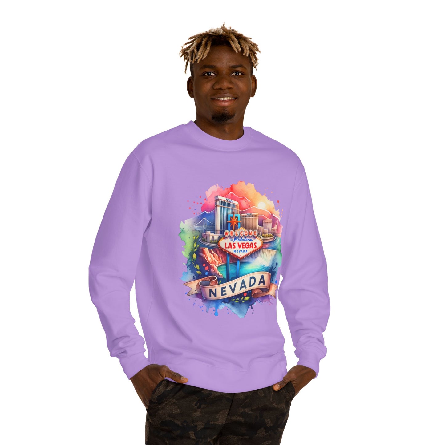 Nevada Las Vegas Watercolor Sweatshirt — Colorful Travel Souvenir Crewneck