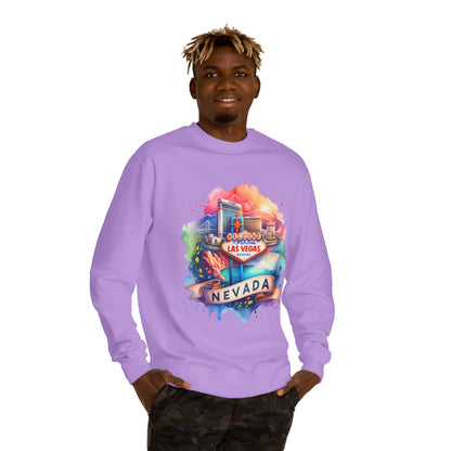 Nevada Las Vegas Watercolor Sweatshirt — Colorful Travel Souvenir Crewneck