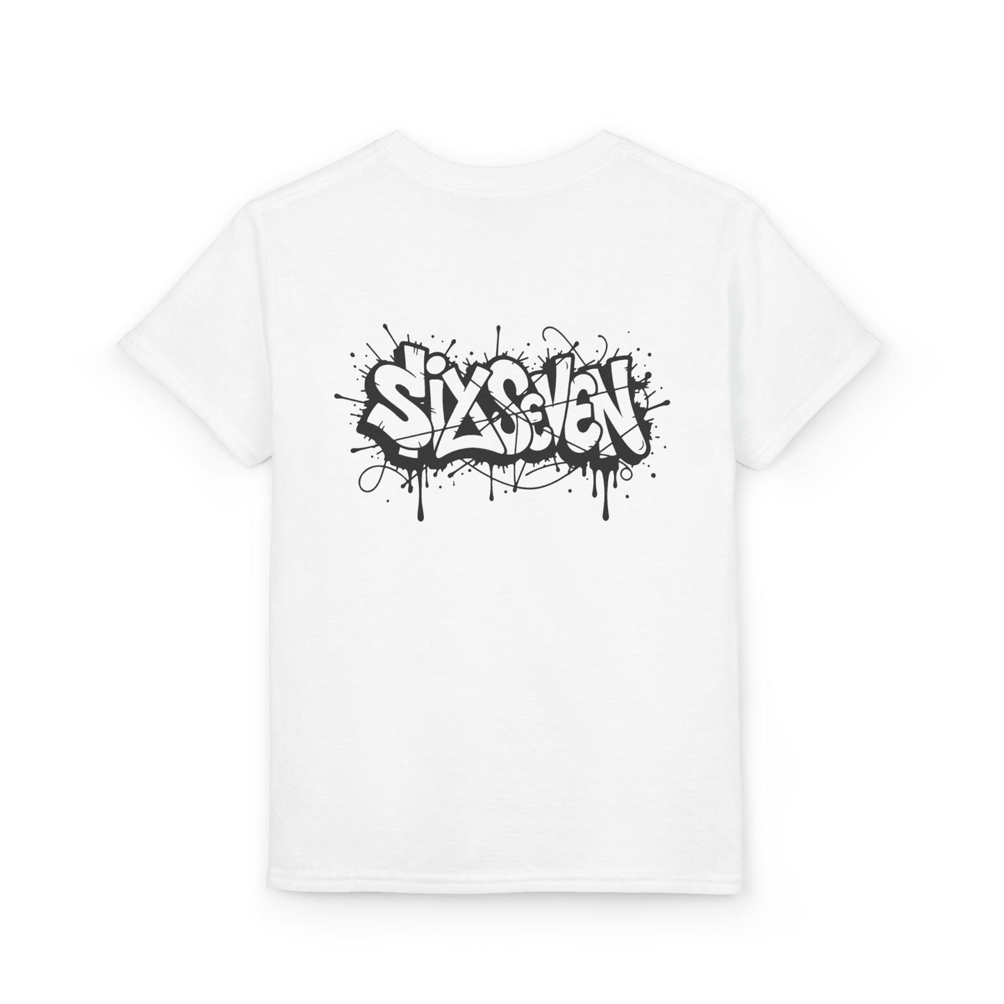 Youth T-Shirt — 'SixxSeven' Black Graffiti Drip Streetwear Tee