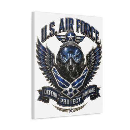 U.S. Air Force Canvas Wall Art – "Defend Protect Dominate" Military Aviation Stretched Canvas