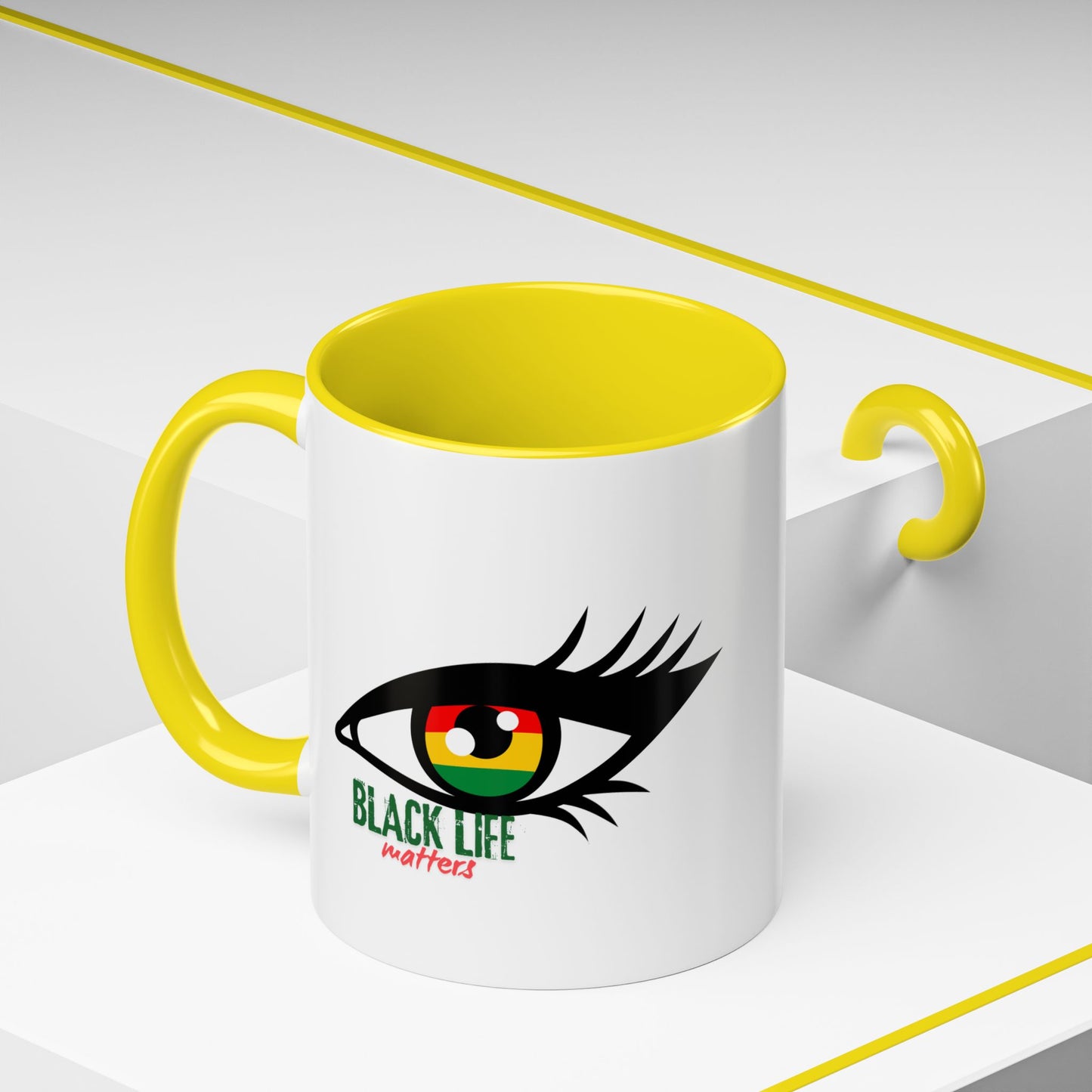 Black Life Matters Eye Accent Coffee Mug — Pan-African Pride 11/15oz