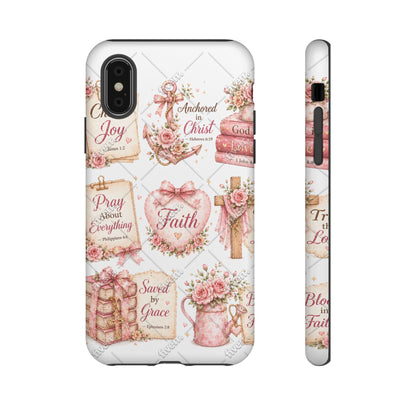 Faith Floral Phone Case – Christian Inspirational Scripture iPhone Cover (Choose Joy, Pray, Faith)