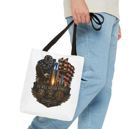 9/11 Memorial Tote Bag — "We Will Never Forget" Patriotic Tribute