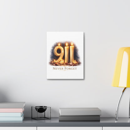 9/11 Never Forget Candle Memorial Stretched Canvas