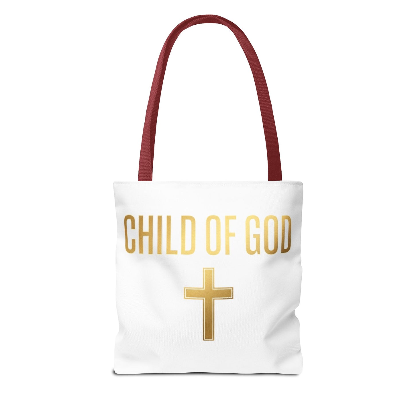 Child of God Tote Bag — Gold Cross Religious Canvas Tote
